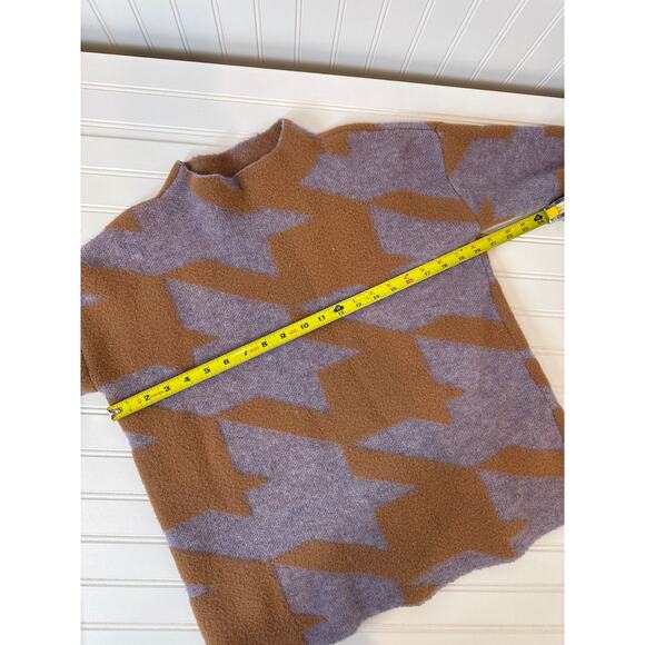 Ann Taylor Houndstooth Jacquard Mock Neck Sweater Brown Pullover Womens Size XS - Picture 4 of 7